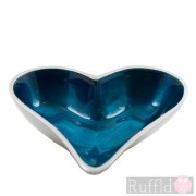 Azeti Aluminium Small Heart-Shaped Dish with Turquoise Enamel Finish.