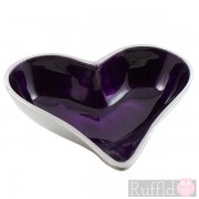 Azeti Aluminium Small Heart- shaped Dish with Purple Enamel Finish.