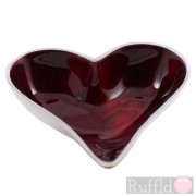 Azeti Aluminium Small Heart-Shaped Dish with Red Enamel Finish.