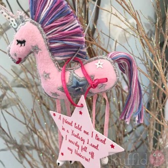 Unicorn - Pink -  Colourful Pastel Shades on Mane and Tail