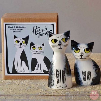 Salt and Pepper Shakers - Black and White Cat Design