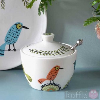 Sugar Pot and Lid - Birdlife Design