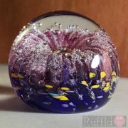 Paperweight - Salsa Collection - Round Glass in Cobalt and Pink Design