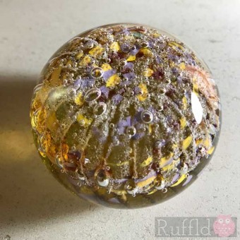 Paperweight - Salsa Collection - Round Glass in Yellow Design