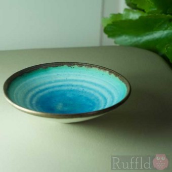 Porcelain Tiny Bowl with Circles on Blue by Richard Baxter