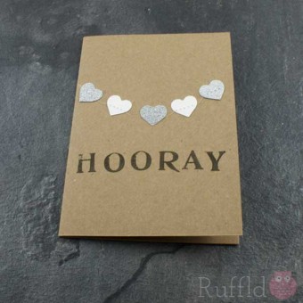 Card - Silver Hearts "Hooray"
