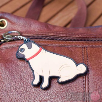 Dog Key Ring - Pug Design