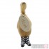 Wooden Duckling in Purple Spotty Welly Boots with Closed Beak
